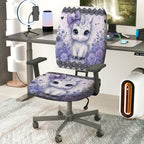 2-Piece Unicorn Floral Cute Purple Fantasy  Computer Chair Cover Set, Seat and Backrest