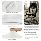 2-Piece Wolf Animal Art Blue Eyes Novelty Husky Dog  Computer Chair Cover Set, Seat and Backrest