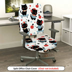 2-Piece Cute Cat Apple Heart Star  Computer Chair Cover Set, Seat and Backrest