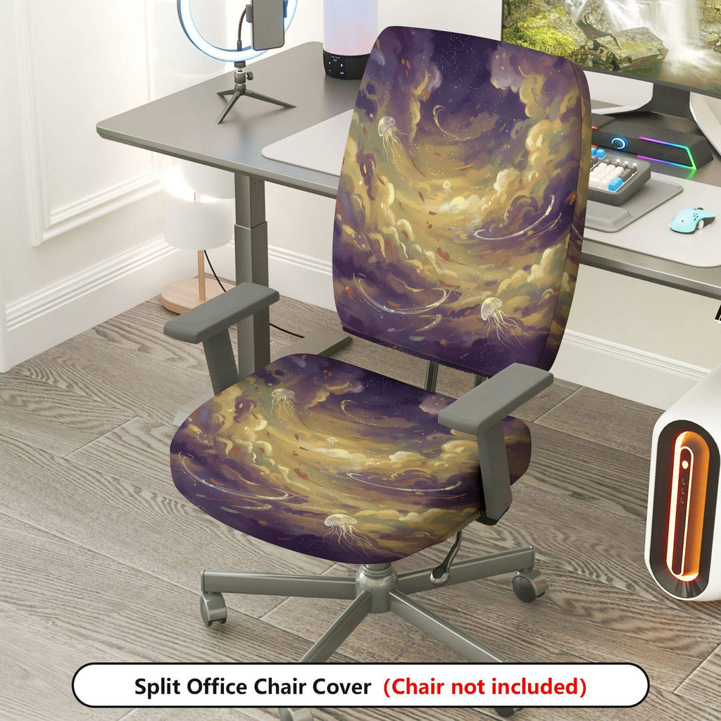 2-Piece Abstract Galaxy Jellyfish Cosmic Artistic  Computer Chair Cover Set, Seat and Backrest