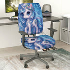 2-Piece Magical Unicorn Fantasy Butterfly Flower Glitter  Computer Chair Cover Set, Seat and Backrest