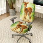 2-Piece Deer Forest Nature Art Animal Wildlife  Computer Chair Cover Set, Seat and Backrest