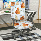 2-Piece Cute Christmas Deer Bell Pine Leaves  Computer Chair Cover Set, Seat and Backrest