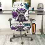 2-Piece Cute Cow Butterfly Floral  Computer Chair Cover Set, Seat and Backrest