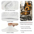 2-Piece sunflower floral pattern autumn sunburst yellow  Computer Chair Cover Set, Seat and Backrest