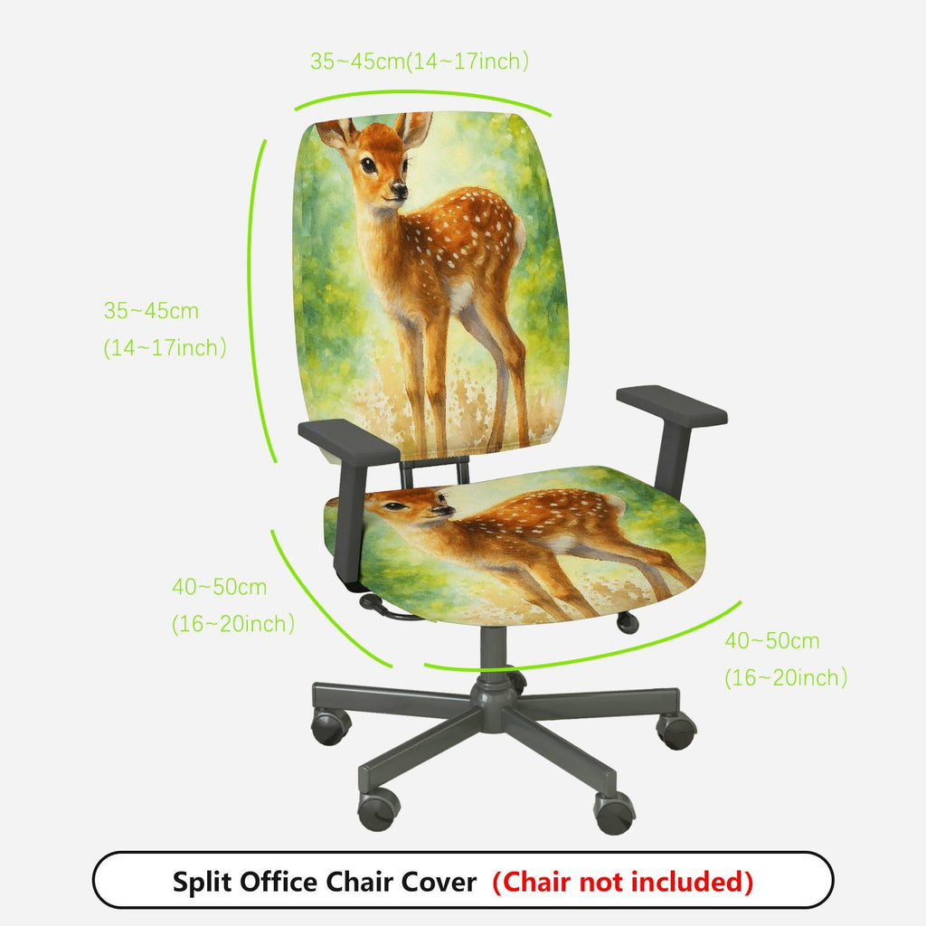 2-Piece Deer Forest Nature Art Animal Wildlife  Computer Chair Cover Set, Seat and Backrest