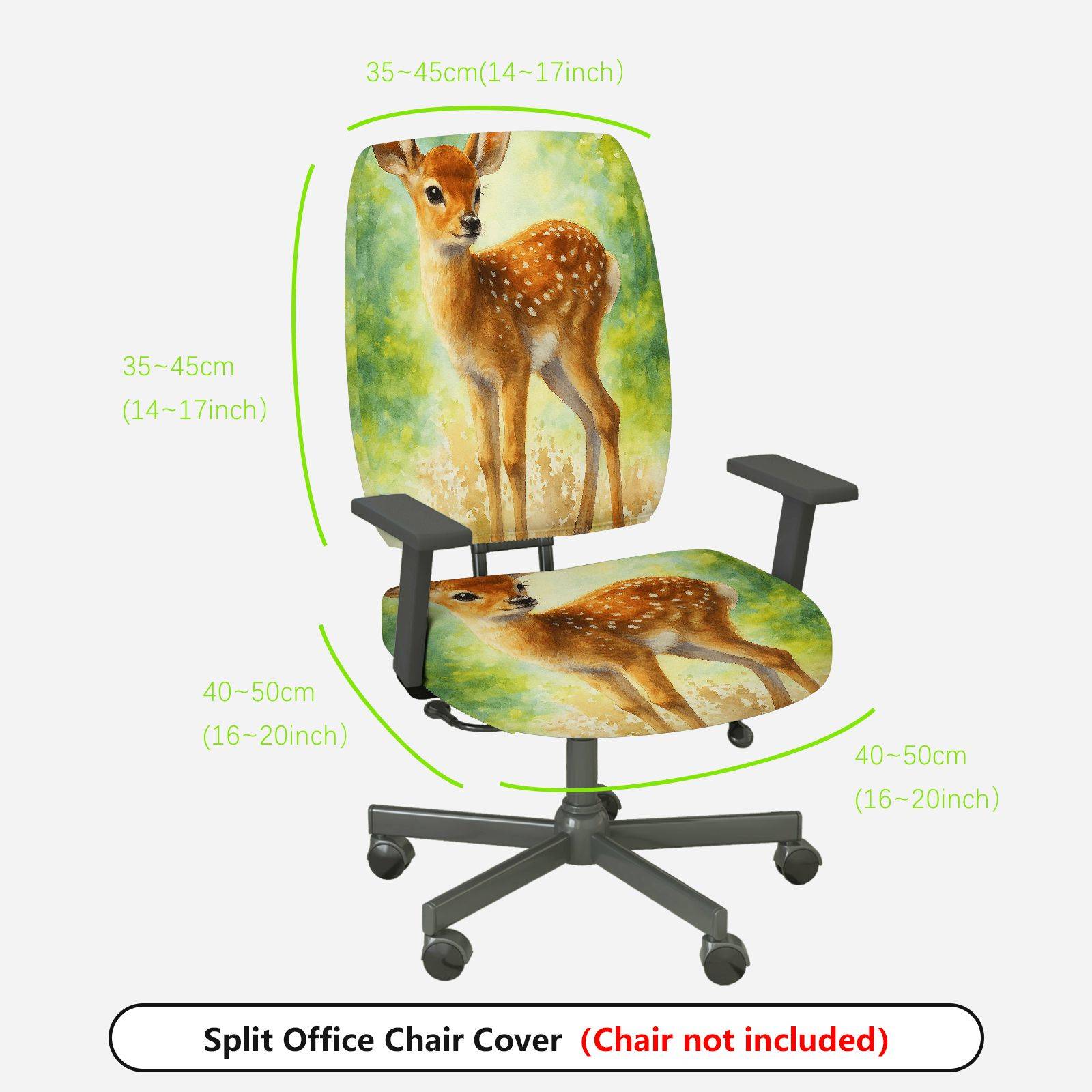 2-Piece Deer Forest Nature Art Animal Wildlife  Computer Chair Cover Set, Seat and Backrest