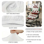 2-Piece Christmas Reindeer Festive Decorative Holiday Winter  Computer Chair Cover Set, Seat and Backrest