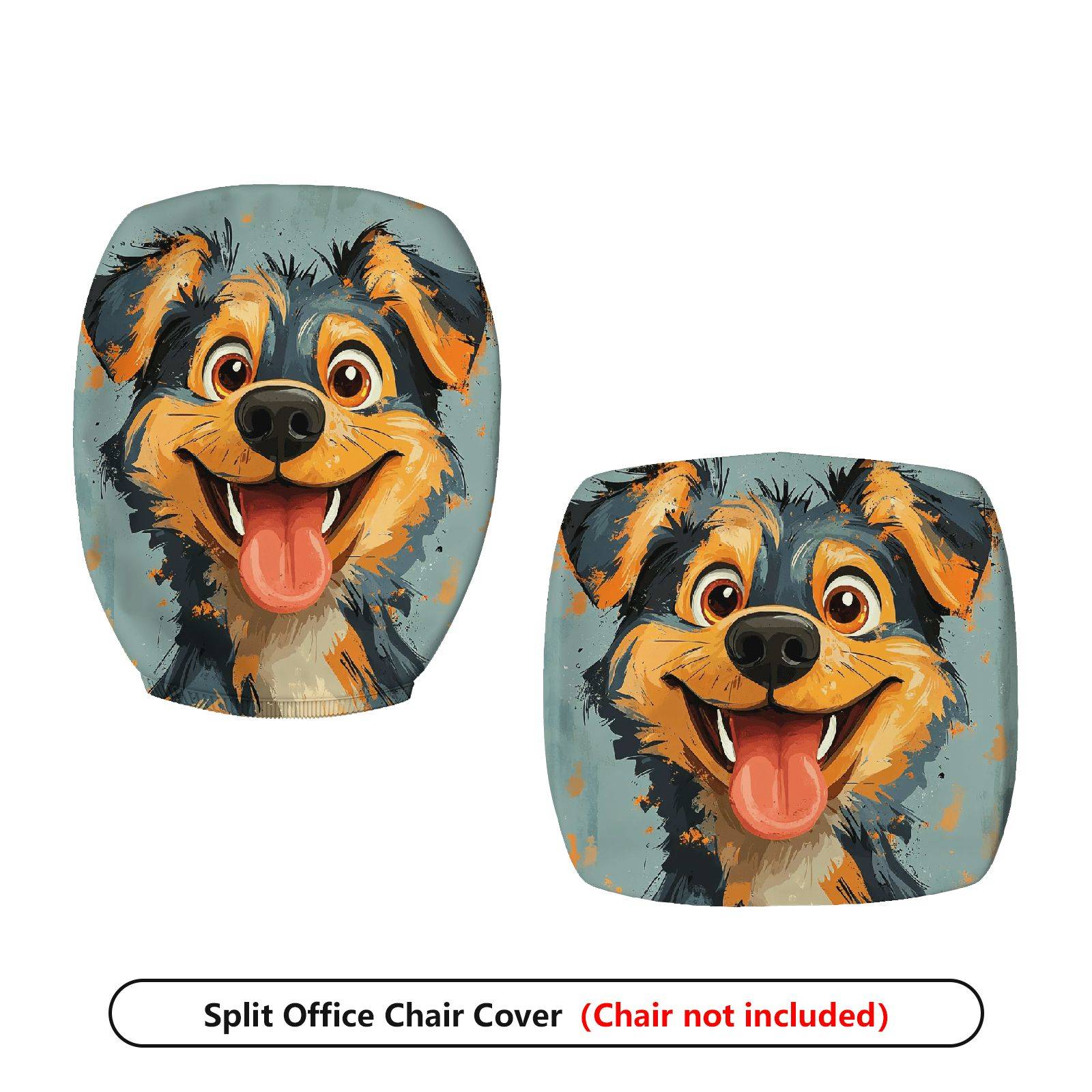 2-Piece Dog Pet Animal Funny Art Colorful  Computer Chair Cover Set, Seat and Backrest