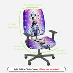 2-Piece Dalmatian Dog Heart Stars Purple  Computer Chair Cover Set, Seat and Backrest