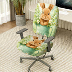 2-Piece Rabbit Floral Decorative Spring Easter Cute  Computer Chair Cover Set, Seat and Backrest
