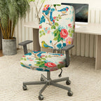 2-Piece Floral Bird Pattern Rose Spring Nature Garden  Computer Chair Cover Set, Seat and Backrest