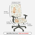 2-Piece Cute Bear Floral Nature  Computer Chair Cover Set, Seat and Backrest