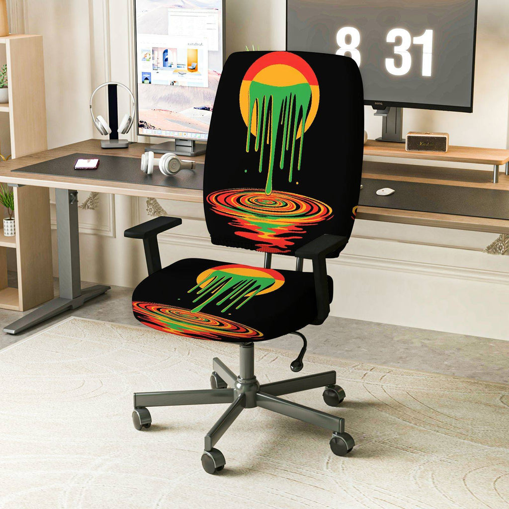 2-Piece Abstract Colorful Dripping Artistic Pattern Creative  Computer Chair Cover Set, Seat and Backrest