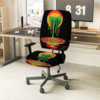 2-Piece Abstract Colorful Dripping Artistic Pattern Creative  Computer Chair Cover Set, Seat and Backrest