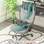 2-Piece Abstract Feather Leaf Print Pattern  Computer Chair Cover Set, Seat and Backrest