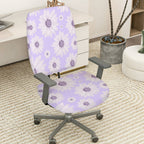 2-Piece Floral Purple Daisy Pattern  Computer Chair Cover Set, Seat and Backrest