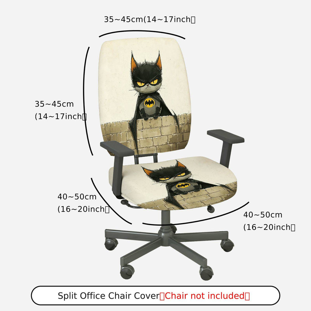 2-Piece Cat Batman Black Fun Creative  Computer Chair Cover Set, Seat and Backrest