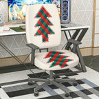 2-Piece Christmas plaid tree pattern holiday decoration  Computer Chair Cover Set, Seat and Backrest