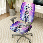2-Piece Dalmatian Dog Heart Stars Purple  Computer Chair Cover Set, Seat and Backrest
