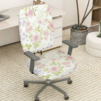 2-Piece Floral Pastel Botanical Spring Garden Nature  Computer Chair Cover Set, Seat and Backrest