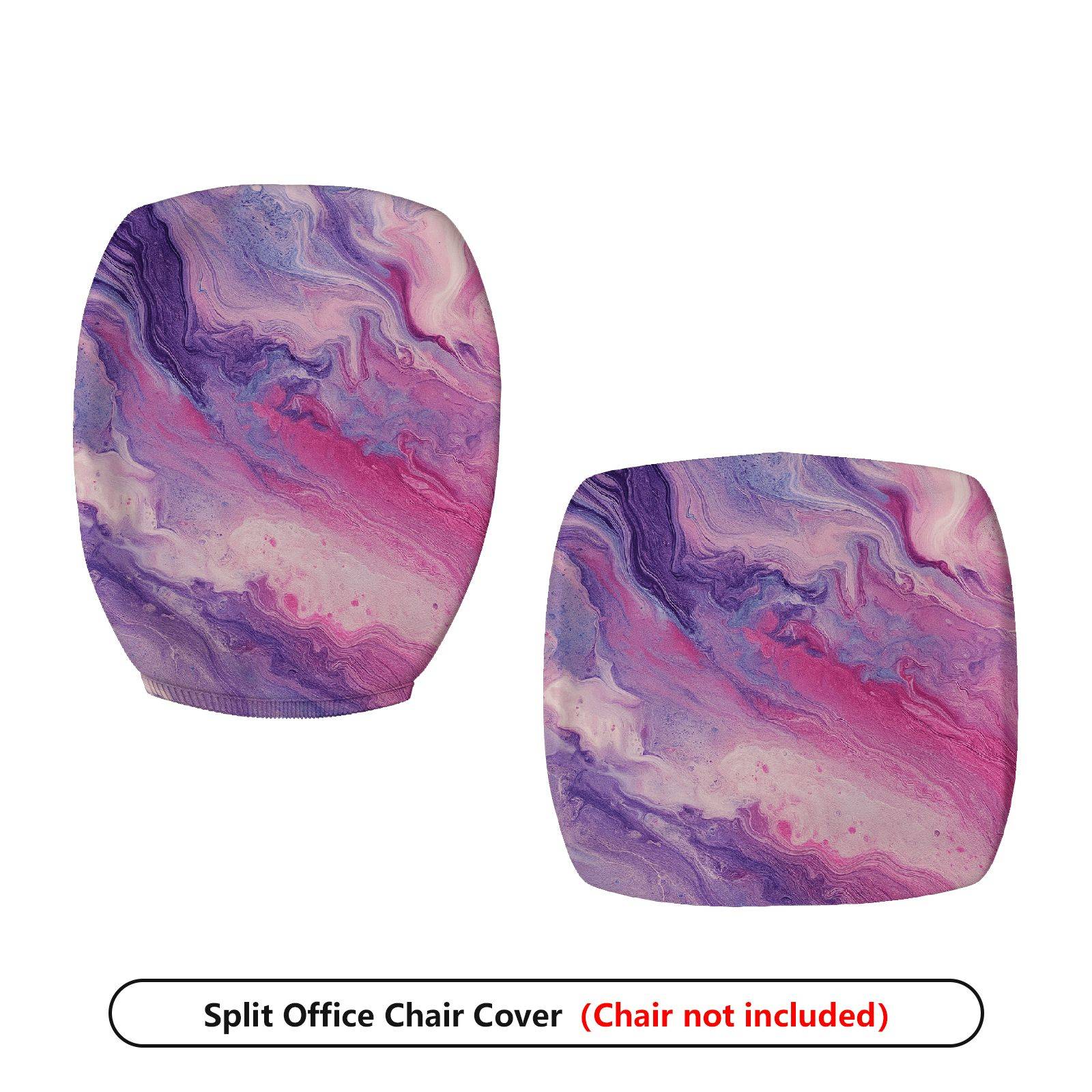 2-Piece Abstract Marble Swirl Pink Purple  Computer Chair Cover Set, Seat and Backrest