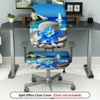 2-Piece Nautical Beach Hat Flower Sailboat Seaside  Computer Chair Cover Set, Seat and Backrest