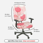 2-Piece Pink Flower Rabbit Cute Spring  Computer Chair Cover Set, Seat and Backrest