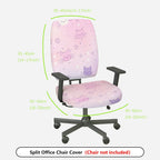 2-Piece Pink Cute Cat Star Pattern  Computer Chair Cover Set, Seat and Backrest