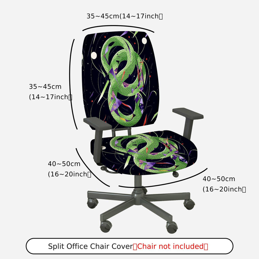 2-Piece Abstract Colorful Snake Space Pattern  Computer Chair Cover Set, Seat and Backrest