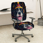 2-Piece Dog Party Hat Happy Celebration Cheerful Joyful  Computer Chair Cover Set, Seat and Backrest
