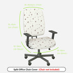 2-Piece Cute Heart Pattern Printed Comfortable  Computer Chair Cover Set, Seat and Backrest