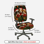 2-Piece Christmas Dog Santa Hat Festive Decoration Holiday  Computer Chair Cover Set, Seat and Backrest