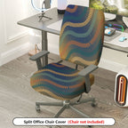 2-Piece Abstract Colorful Geometric Wave Pattern  Computer Chair Cover Set, Seat and Backrest