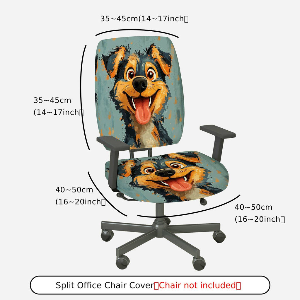 2-Piece Dog Pet Animal Funny Art Colorful  Computer Chair Cover Set, Seat and Backrest