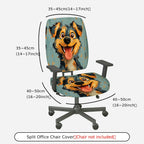 2-Piece Dog Pet Animal Funny Art Colorful  Computer Chair Cover Set, Seat and Backrest