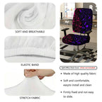 2-Piece Abstract Floral Swirl Pattern Black Purple Pink  Computer Chair Cover Set, Seat and Backrest