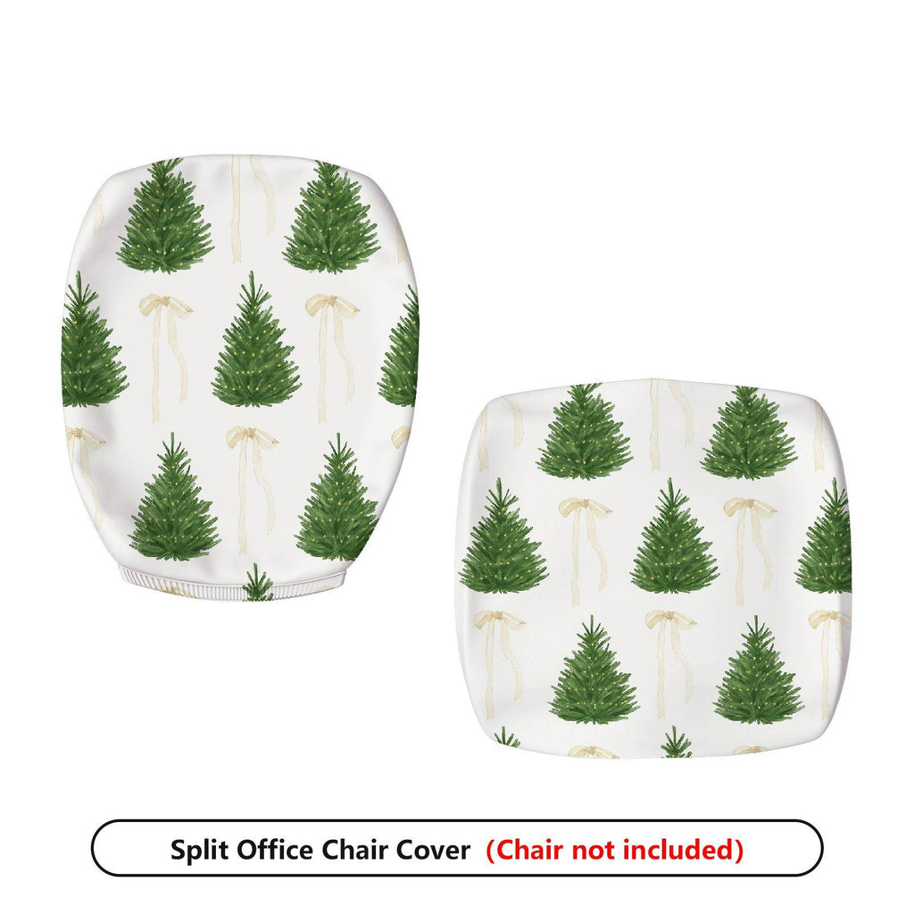 2-Piece Christmas Tree Bow Festive Holiday Decoration  Computer Chair Cover Set, Seat and Backrest