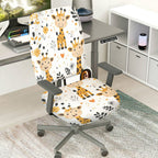 2-Piece Cute Animal Giraffe Floral Heart  Computer Chair Cover Set, Seat and Backrest