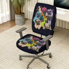 2-Piece Colorful Cute Dog Pattern Stylish Creative Fun  Computer Chair Cover Set, Seat and Backrest