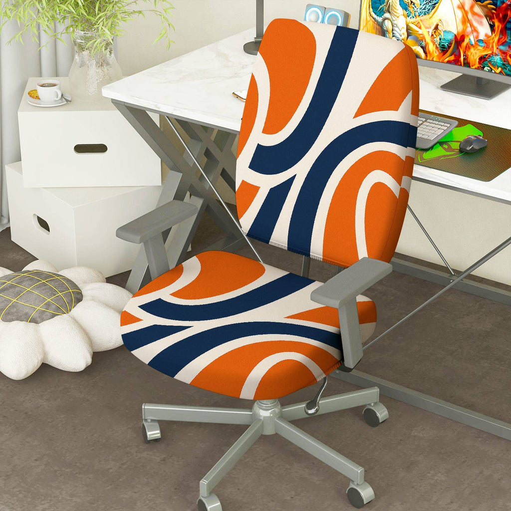 2-Piece Abstract Geometric Modern Stylish Vibrant  Computer Chair Cover Set, Seat and Backrest