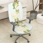 2-Piece Duck Pastel Stripes Cute Animals Cozy  Computer Chair Cover Set, Seat and Backrest