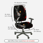 2-Piece Stylish Cat Art Red Black Abstract  Computer Chair Cover Set, Seat and Backrest