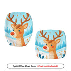 2-Piece Christmas Deer Snow Forest Winter  Computer Chair Cover Set, Seat and Backrest