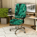 2-Piece Abstract Deep Green Artistic Inspirational Modern  Computer Chair Cover Set, Seat and Backrest