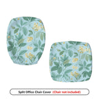 2-Piece Floral Green Yellow Botanical Pattern  Computer Chair Cover Set, Seat and Backrest