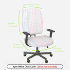 2-Piece Pastel Floral Stripe  Computer Chair Cover Set, Seat and Backrest