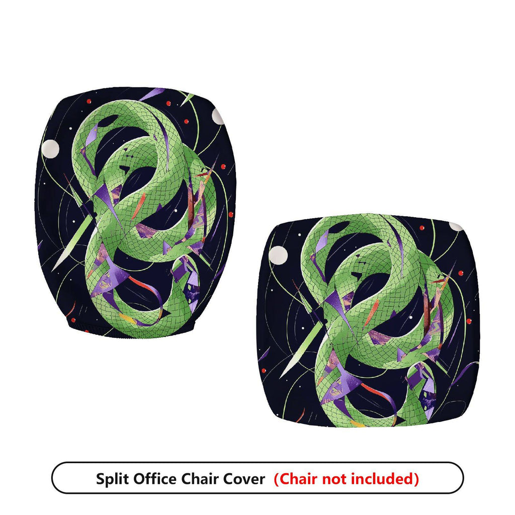 2-Piece Abstract Colorful Snake Space Pattern  Computer Chair Cover Set, Seat and Backrest