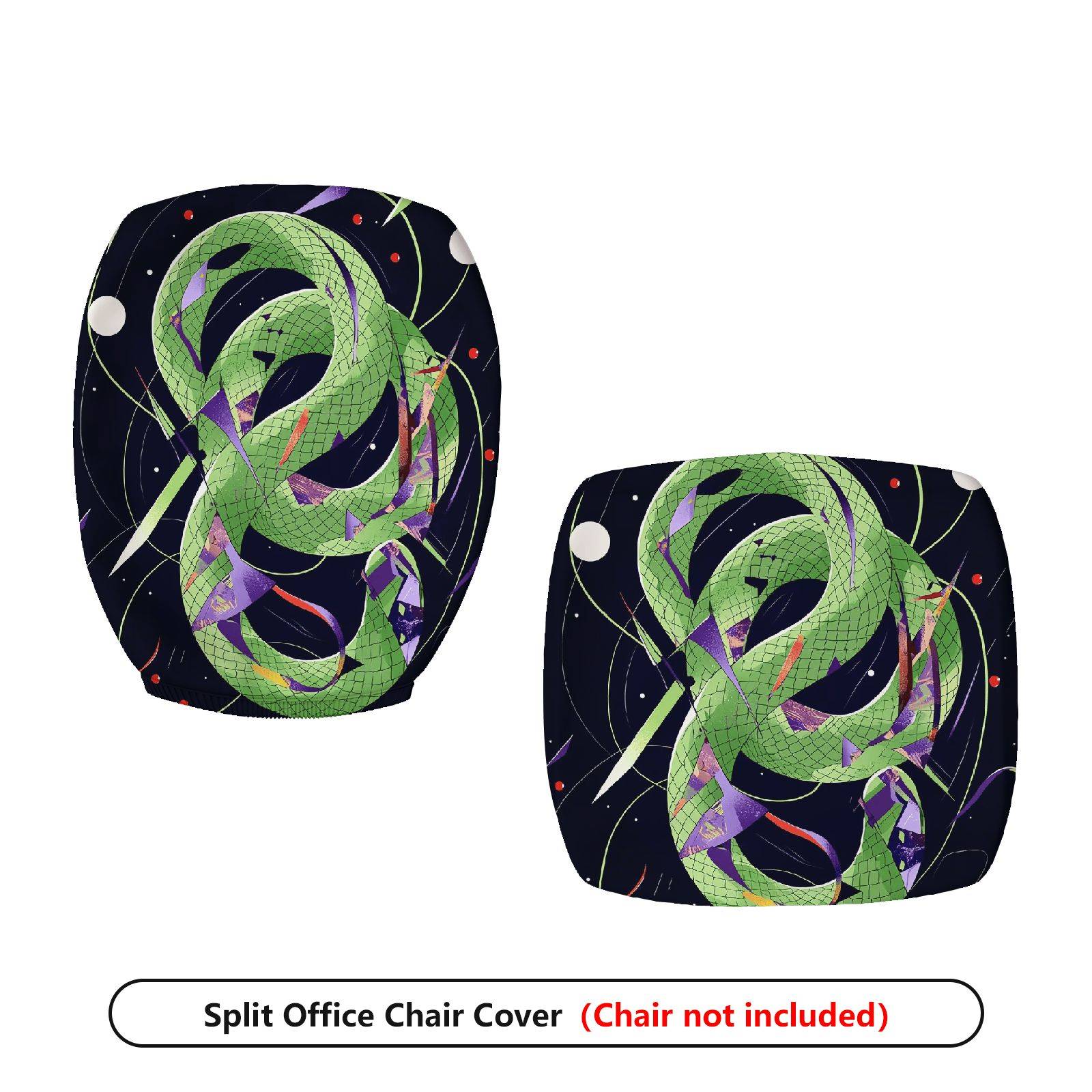 2-Piece Abstract Colorful Snake Space Pattern  Computer Chair Cover Set, Seat and Backrest