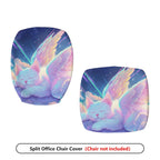 2-Piece Sky Cat Angel Wings Fantasy  Computer Chair Cover Set, Seat and Backrest
